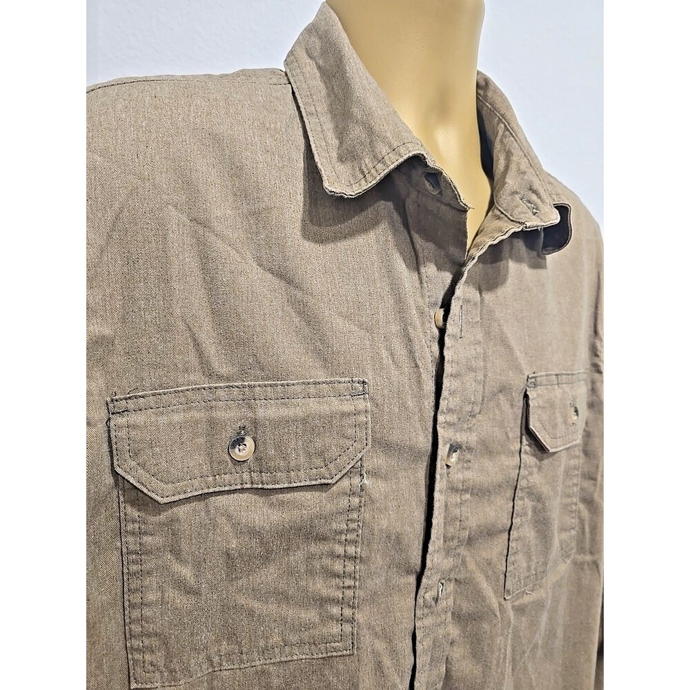 Wrangler Western Shirt Mens Large Tan Long Seeves Workwear Rodeo Cowboy Canvas